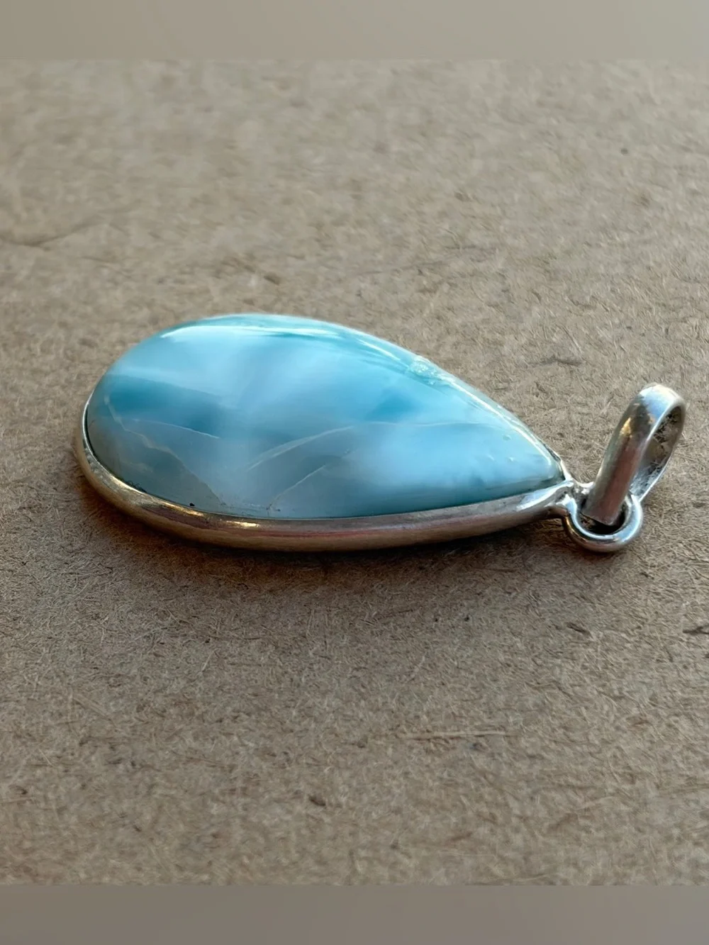 925 Sterling Silver Teardrop Larimar Pendant